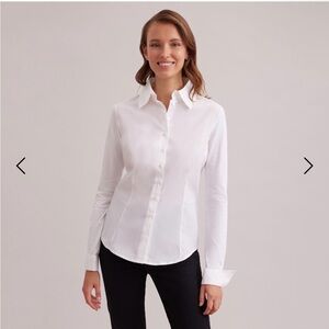 Anne Fontaine Armantine White Mixed Media Button Up Cotton Knit Blouse size 38